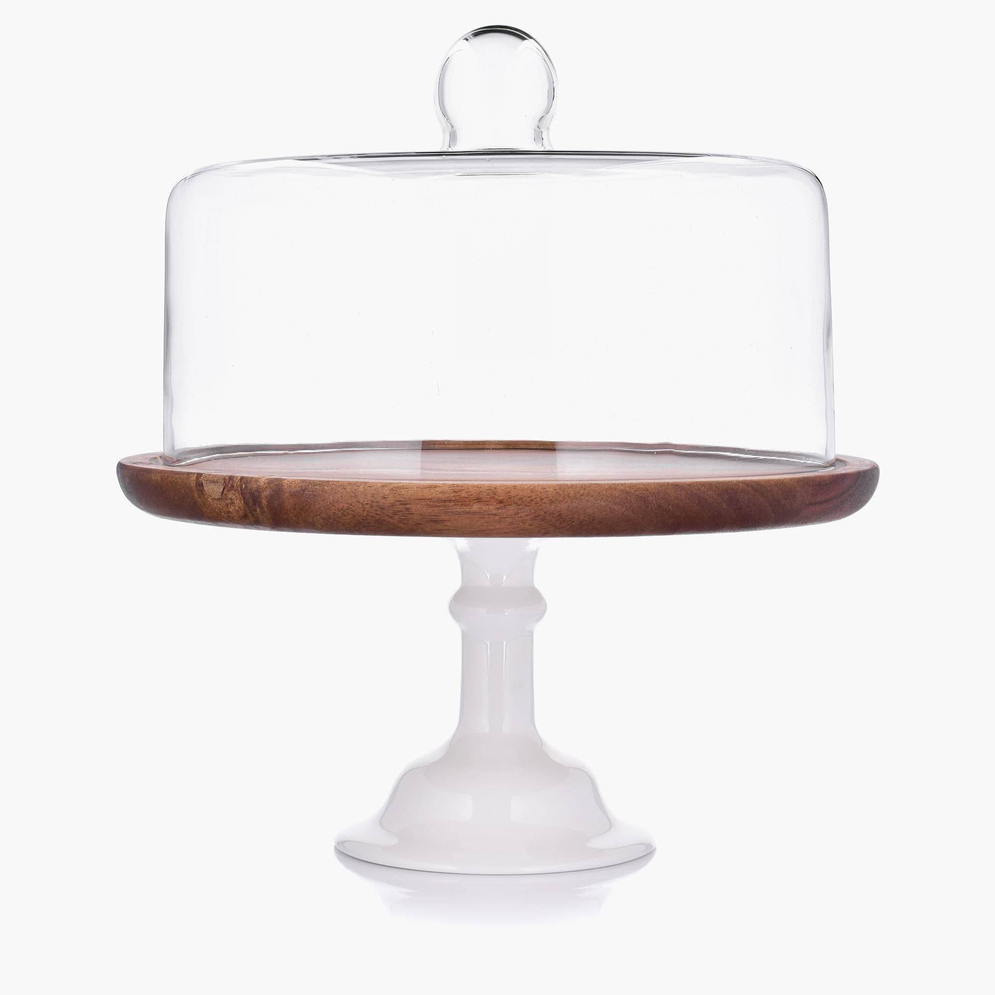 DUKA - Wholesale Platter - 11.4-Inch Acacia Platter With Glass Cover with Serving Set1