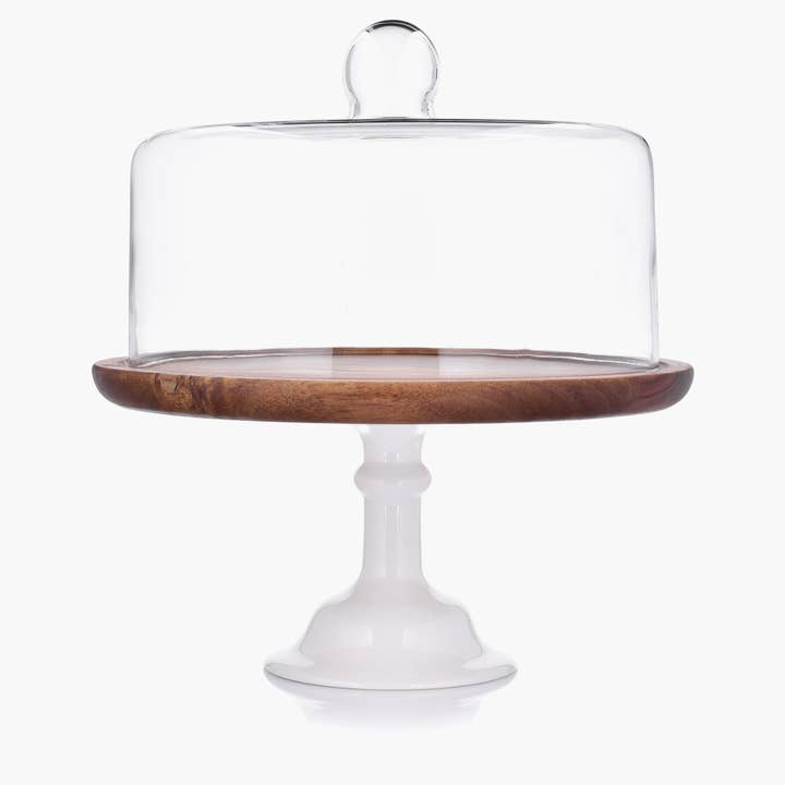 DUKA - Wholesale Platter - 11.4-Inch Acacia Platter With Glass Cover with Serving Set1