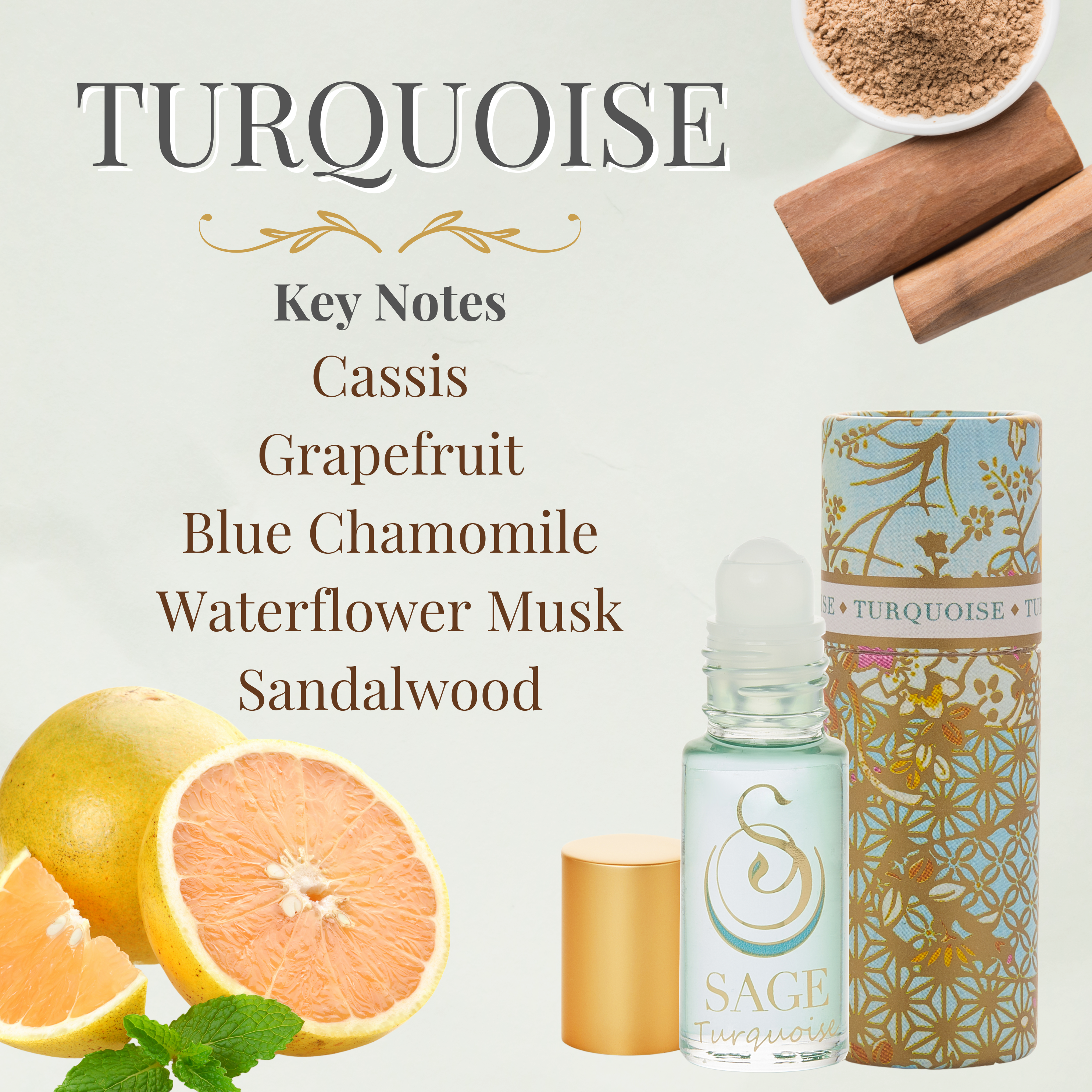 The Sage Lifestyle - A Gemstone Perfumery - Wholesale Roll-On Fragrance - Turquoise Perfume Roller - Mini Perfume Oil - Long Lasting Scent 1/8 oz1