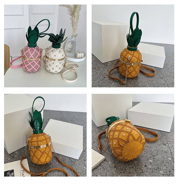 MB Fashion Wholesale - Wholesale Top Handle Bag - Women's - Every Fashion Pineapple-Inspired Studded Barrel Handbag with Drawstring Top5