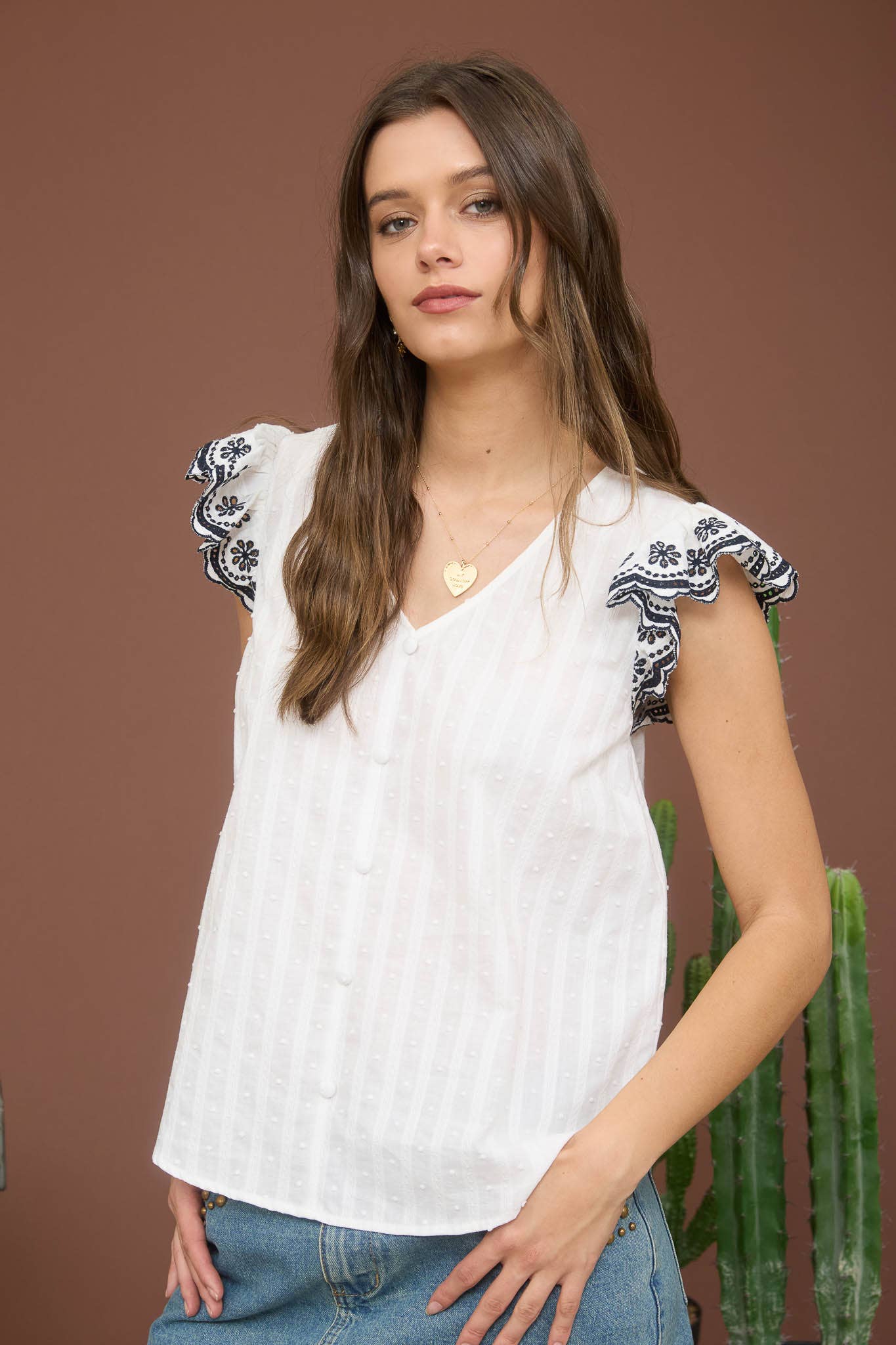 Blu Pepper – wholesale Blouse – Women’s – STRIPE CLIP DOT CONTRAST FLORAL SLEEVE BLOUSE16