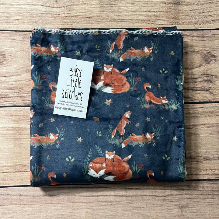 Playful Foxes Toddler Blanket for wholesale by Busy Little Stitches