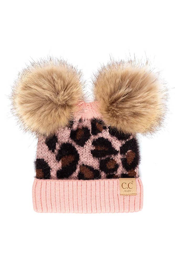 Hana – wholesale Beanie – Kids – C.C Baby Leopard Double Pom Beanie Hat0