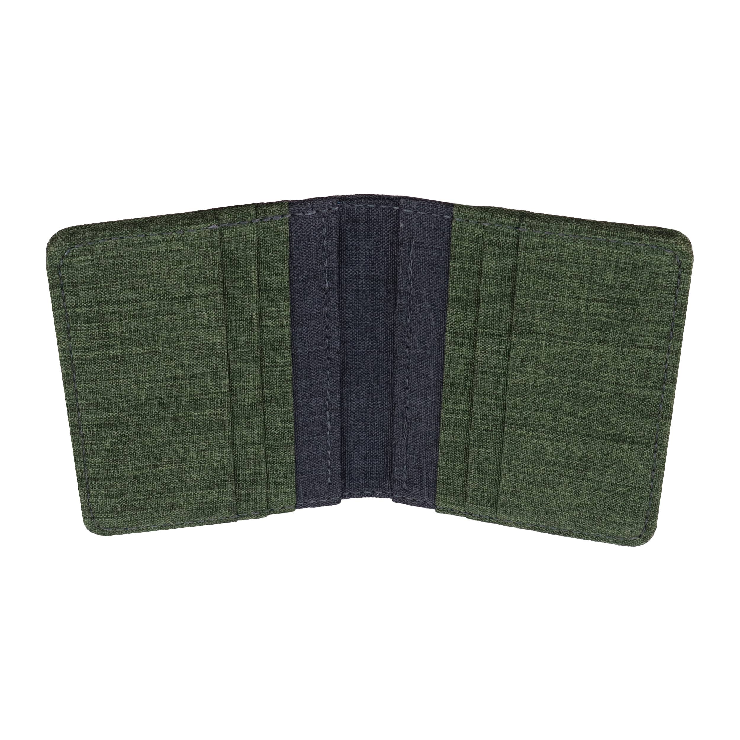 HOLD SUPPLY - Wholesale Wallet - Men's - Green and Gray Canvas Vertical Bifold Card & Cash Wallet0