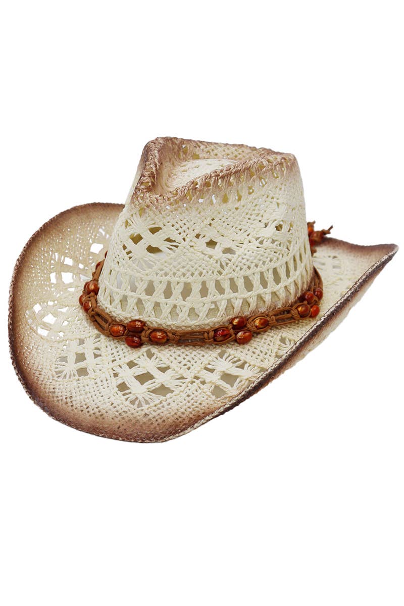 Cap Zone - Wholesale Cowboy Hat - Women's - Beaded Crochet Crushable Straw Cowboy Hat8