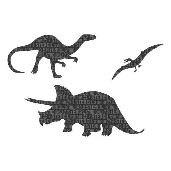 Set di stencil dinosauro per la vendita all'ingrosso da parte di The Stencil Studio