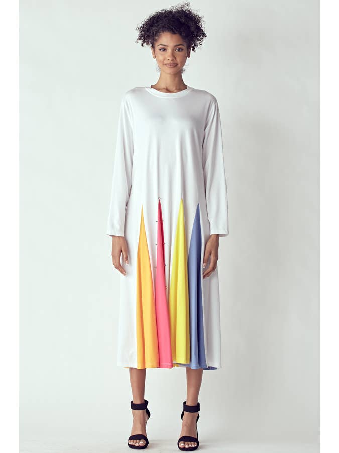 QMP Moda - Wholesale Dress - Women's - MULTI COLOR PLEATED DRESS WITH STUDS 5