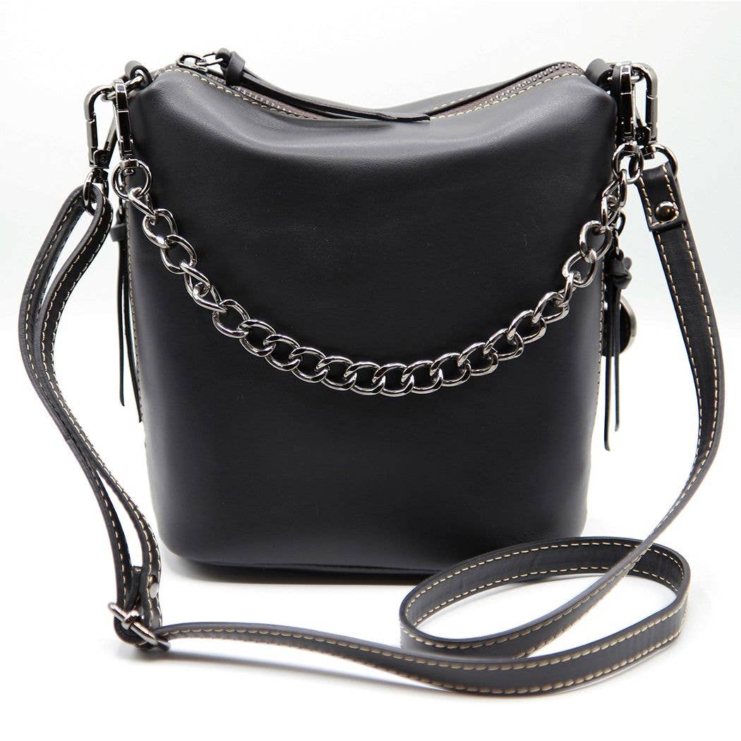 Black Boss Babe Leather Bucket Bag for wholesale on Faire0