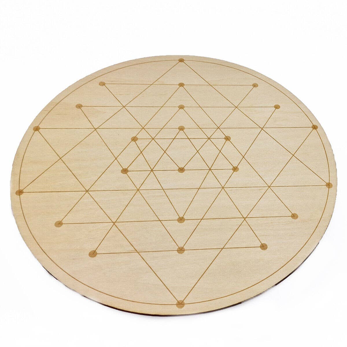 Shamans Crystal - Wholesale Crystal Grid - Crystal Grid Plates Round In Wood, 20cm Wide, Flower of Life23