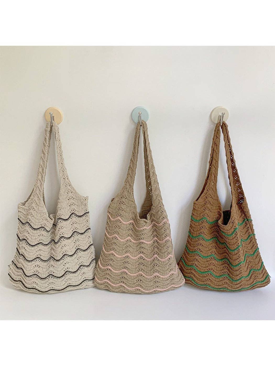 Funkyrel® Atzbranding Limited – wholesale Shoulder bag – women's – Cosbai - Casual Knitted Wave Pattern Shoulder Bag6