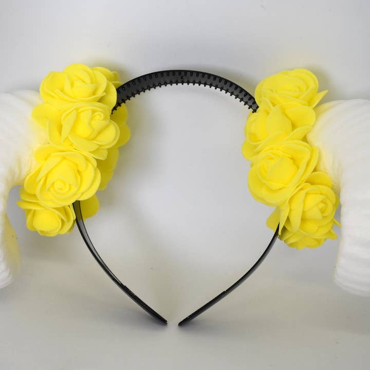 Yumiland - Venta al por mayor Cinta para el pelo - Mujer - Diadema cuernos de carnero demonio - blanco y amarillo