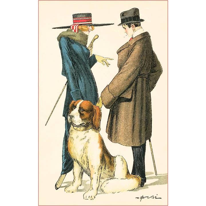 Found Image Press - Vendita all'ingrosso Cartoline - Cartolina DG-76 Coppia sulla Strada con San Bernardo