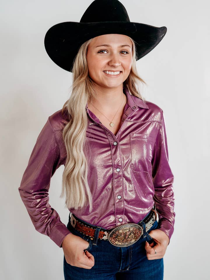 Legends and Mavericks Apparel – wholesale Buttoned-down shirt – Women's – Lilac Pearl Snap