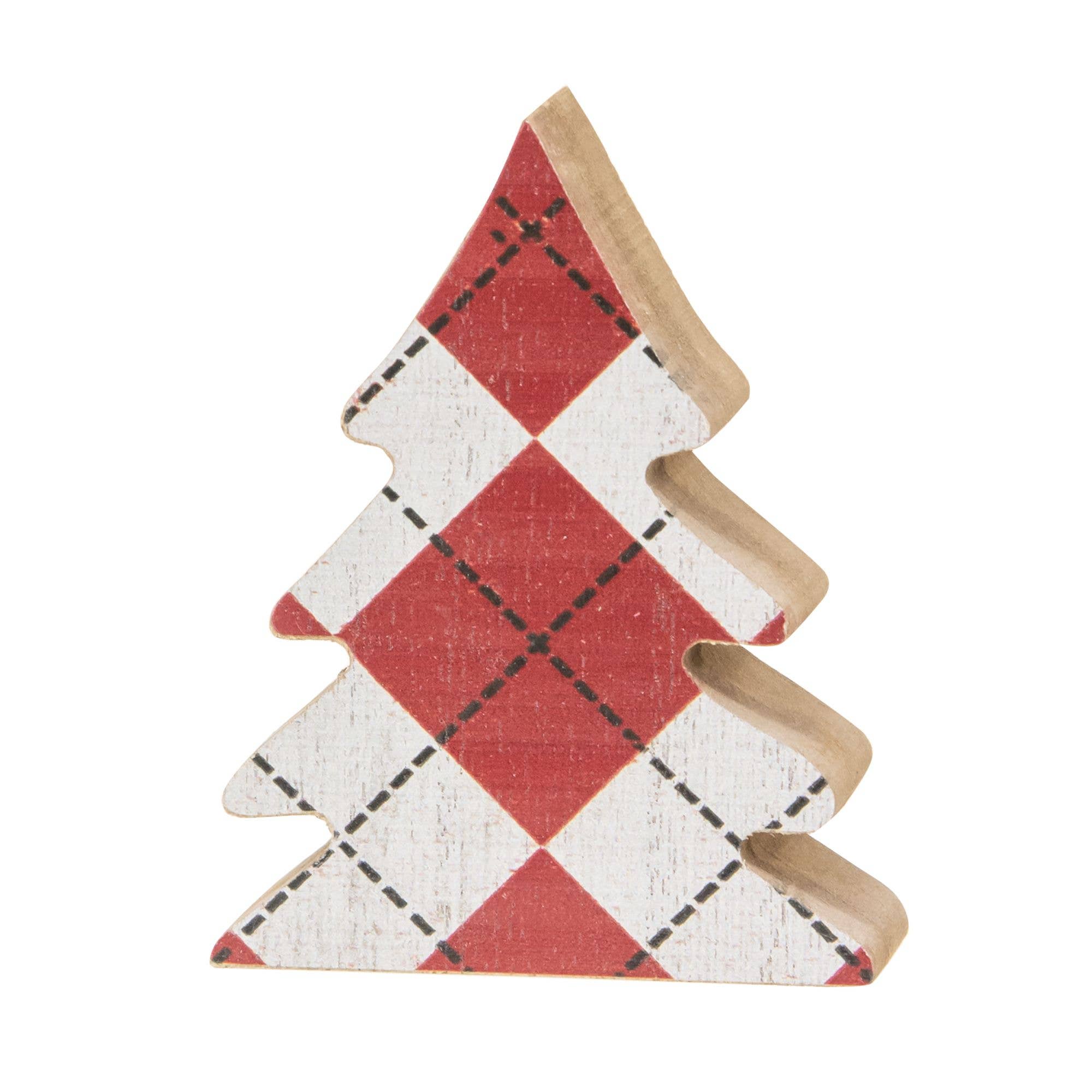 Col House Designs – Großhandel Weihnachtsschmuck – 2/Set, karierte Weihnachtsbäume aus Holz3