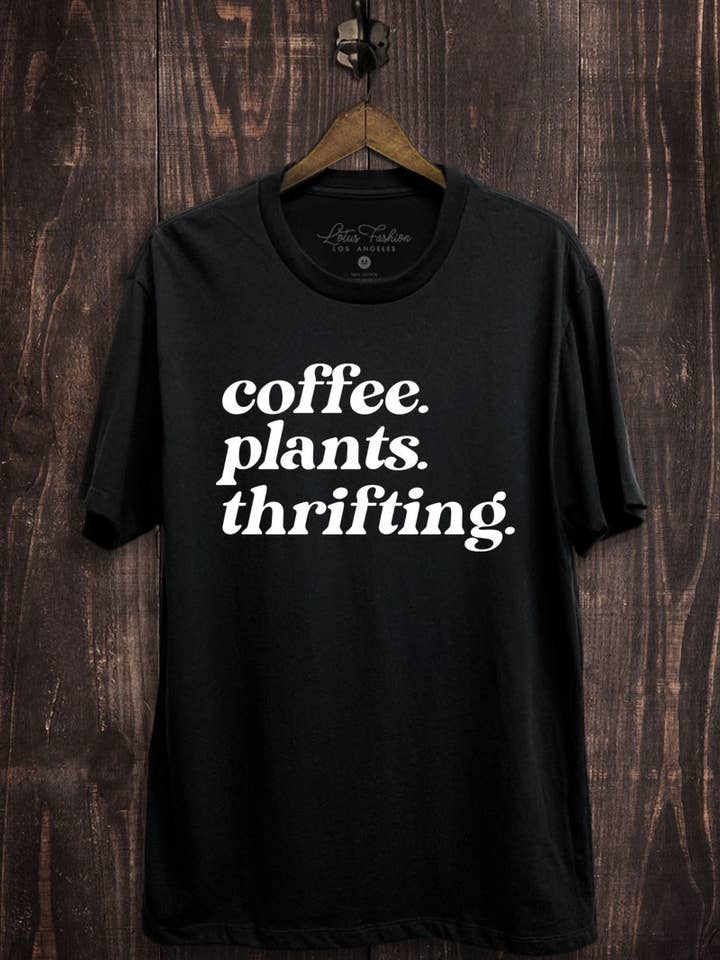 Lotus Fashion Collection - Wholesale Screen printed t-shirt – Women′s - Coffee Plants Thrifting Graphic Top