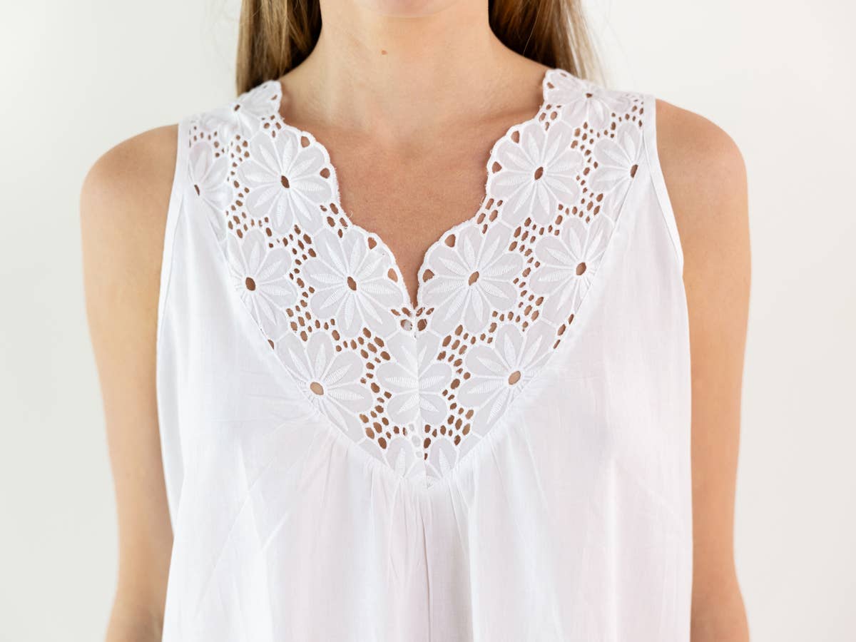 Jacaranda Living - Wholesale Nightgown - Women's - Ivy White Cotton Nightgown5