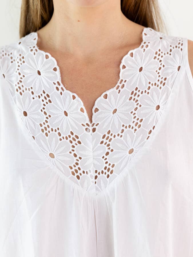 Jacaranda Living - Wholesale Nightgown - Women's - Ivy White Cotton Nightgown5