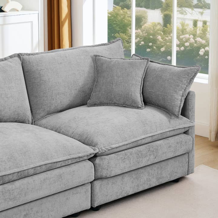 39F Inc. - Wholesale Sofa - Lunara 130" U-Shaped Sectional Sofa w 2 Ottomans,7 Colors23