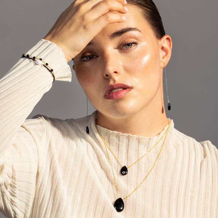 Luxenter - Wholesale Beaded Bracelet - Pulsera Luxenter de Cuarzo Hidrotermal Onix acabada en oro amarillo de 18K - Ekhao1