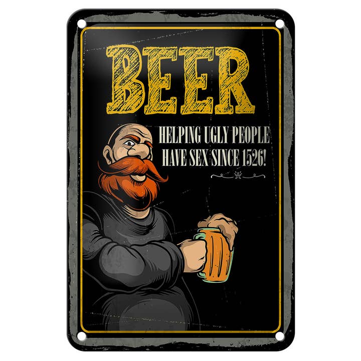 Cerveja Ajudando Pessoas Feias A Fazer Sexo 12 x 18 cm Sinal de Lata por atacado de Femer