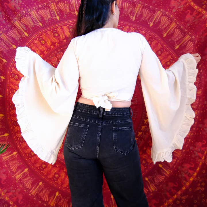 Karma Nepal Crafts - Wholesale Blouse - Women's - Cotton Flare Sleeve Top with Ruffle3