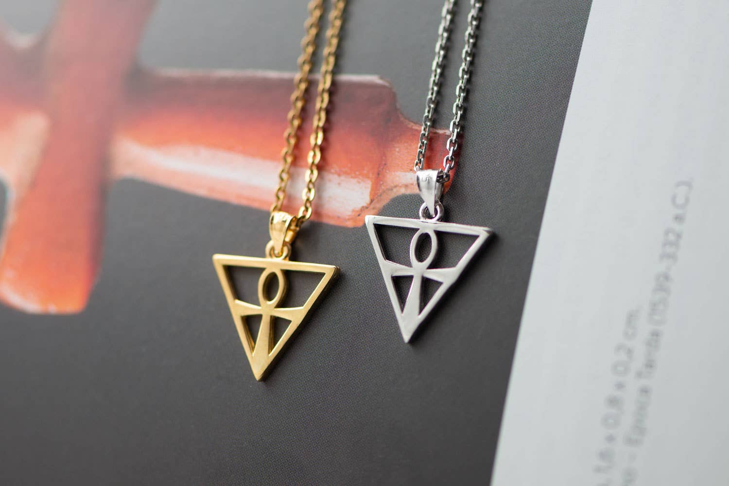 TALISMAN JEWELLERY (D&Fidanverdi, S.L.) - Wholesale Pendant/Charm Necklace - Triangle Ankh Cross Pendant Egypt 18k Gold Plated3