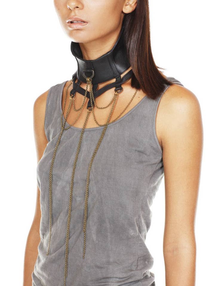 Swan Collar with Chain - Leather Collar for Women for wholesale by Jan Hilmer + Sparrow