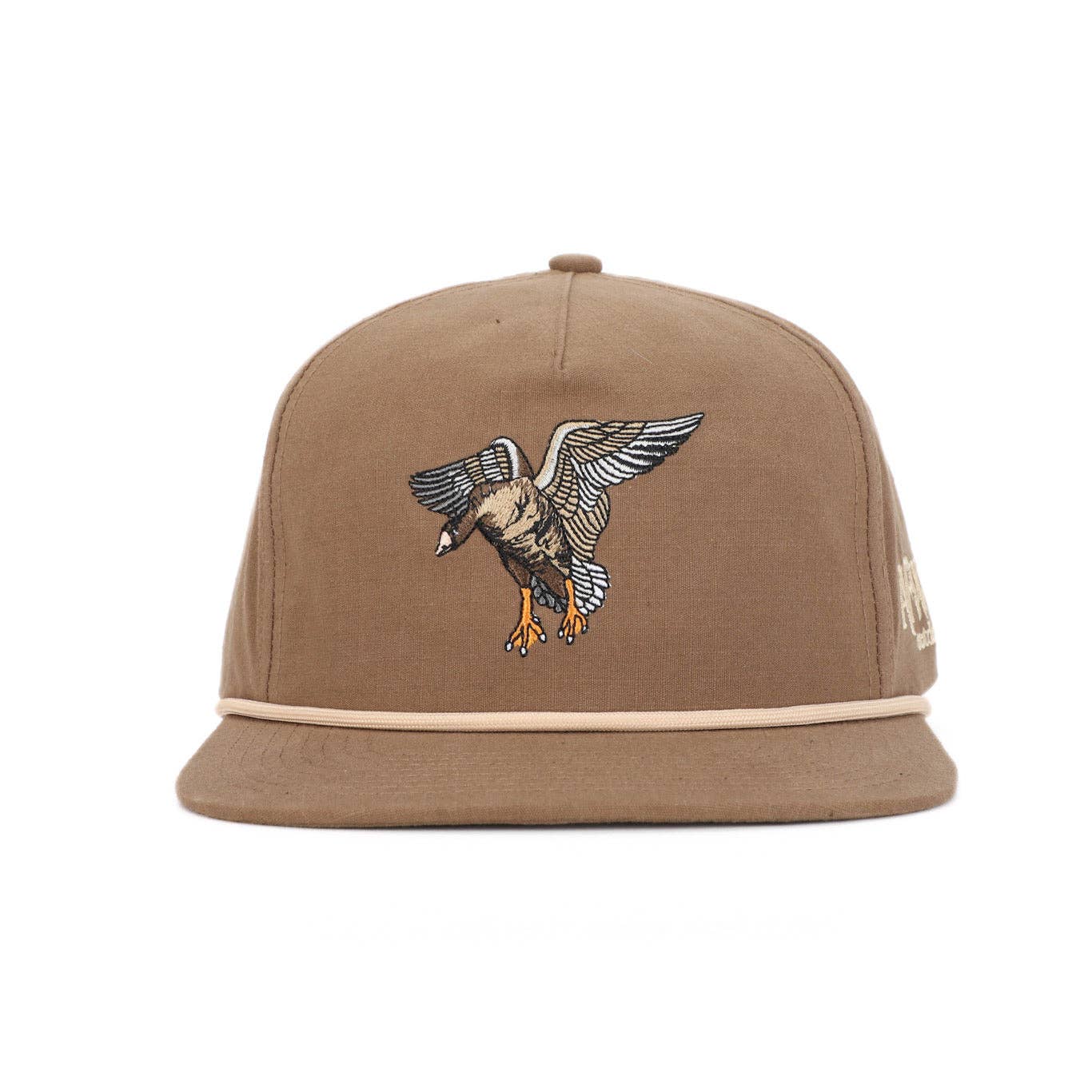 American Flyway Waterfowl - Wholesale Flat Brim Cap - Men's - Brown w/ Tan Rope Specklebelly RipStop Hat1