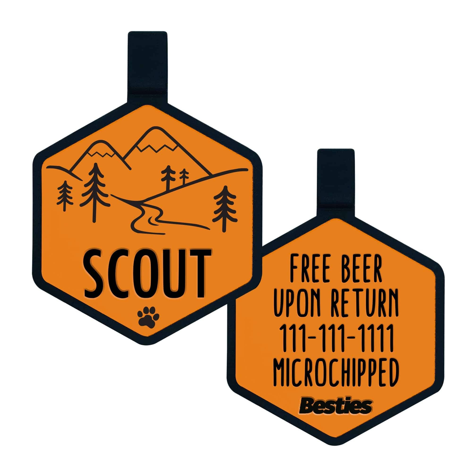 Besties Pets - Vendita all'ingrosso Etichetta per collare - Cani - Targhetta per cane in silicone con tema avventura in montagna8