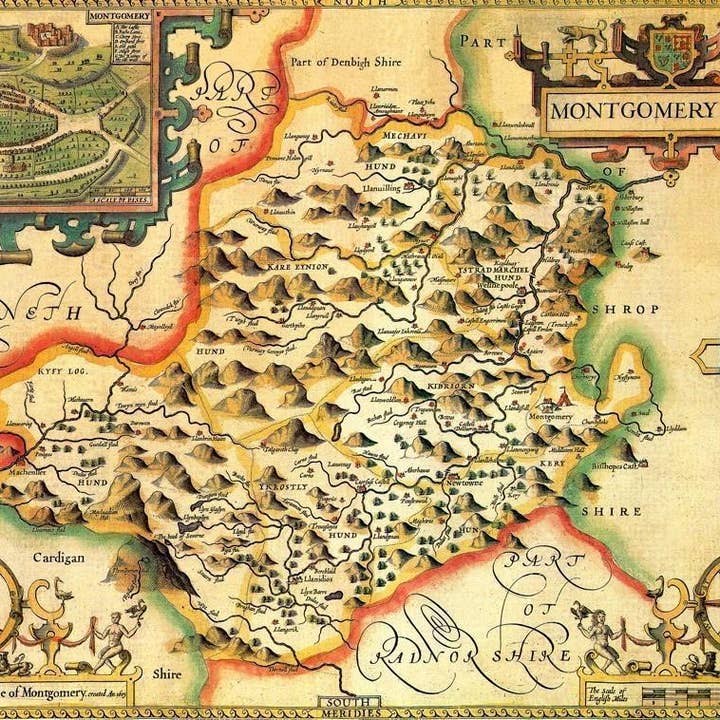Montgomeryshire Historical Map Jigsaw Puzzle (1610) for wholesale by Map Marketing Limited