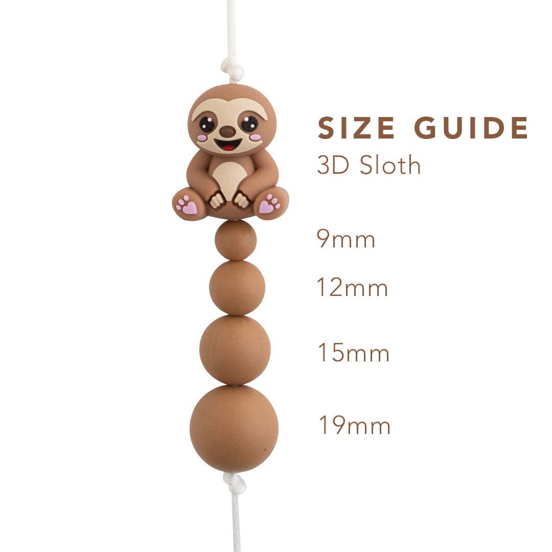 Cara & Co Silicone Craft Supply - Wholesale Craft Supplies - 3D Sloth Silicone Focal Beads1