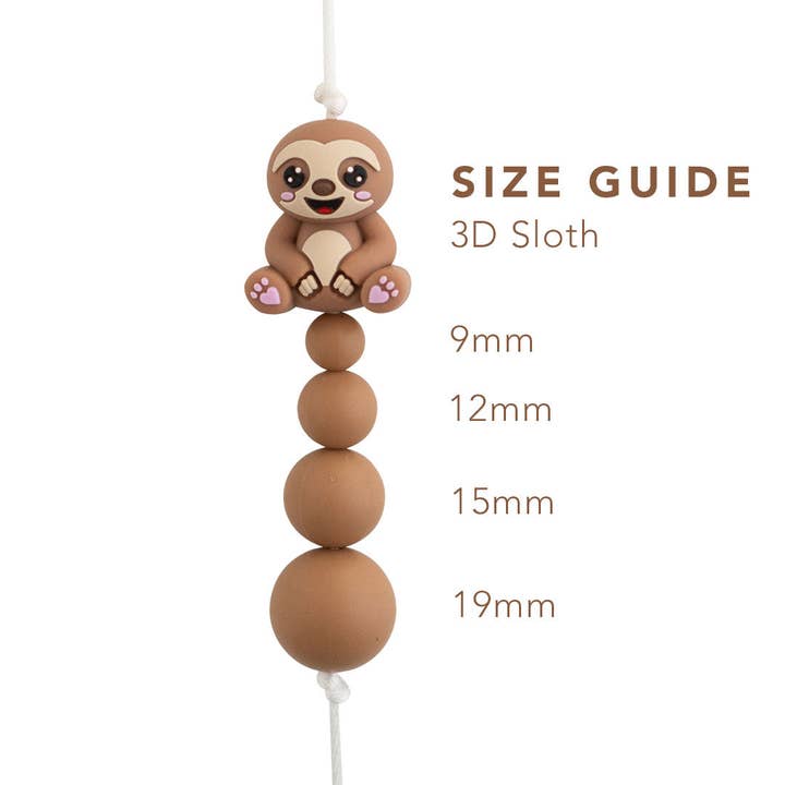 Cara & Co Silicone Craft Supply - Wholesale Craft Supplies - 3D Sloth Silicone Focal Beads1