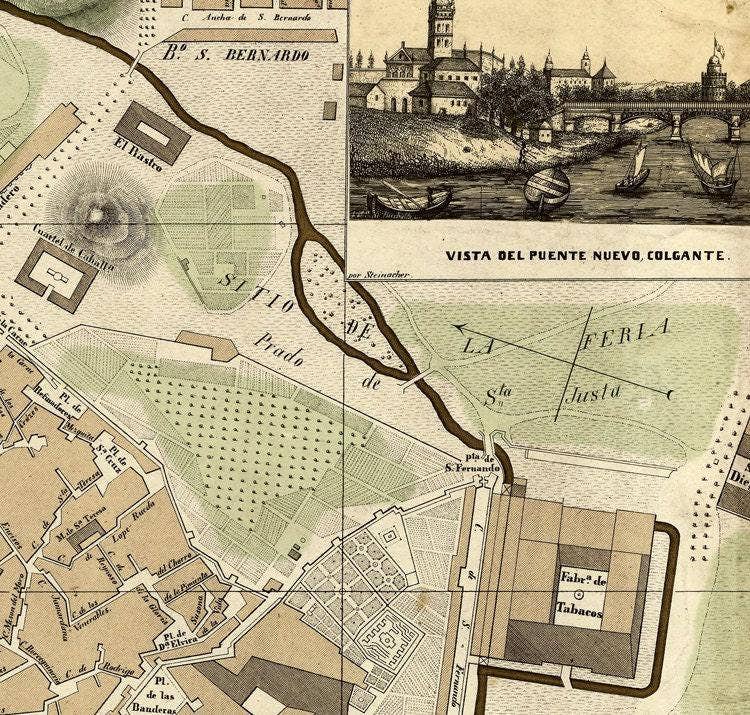 OldCityPrints - Old Maps and Posters - Wholesale Art Print - Old Map of Seville Sevilla Spain 1848 Vintage Map | Vintage Map Wall Art Print2