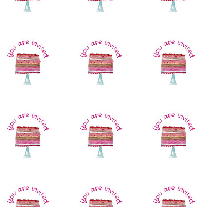 Du är inbjuden (tårta) runda klistermärkespaket med 12 för wholesale av Elle Bee Art Studio
