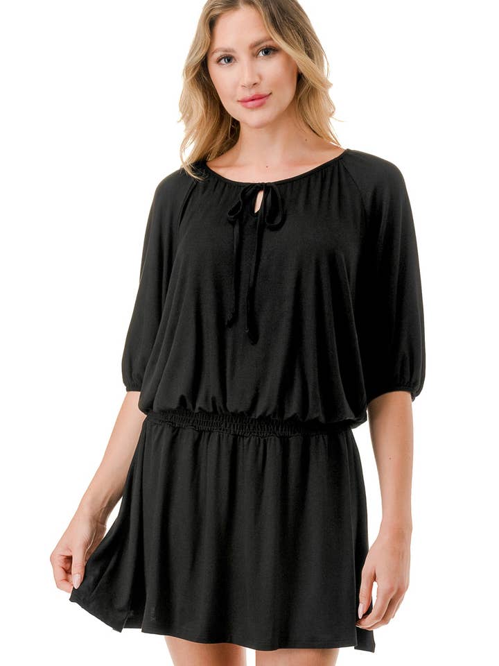 ALESSIA FRONT TIE DRESS (BLACK)- VD3239 for wholesale by VAVA by Joy Han