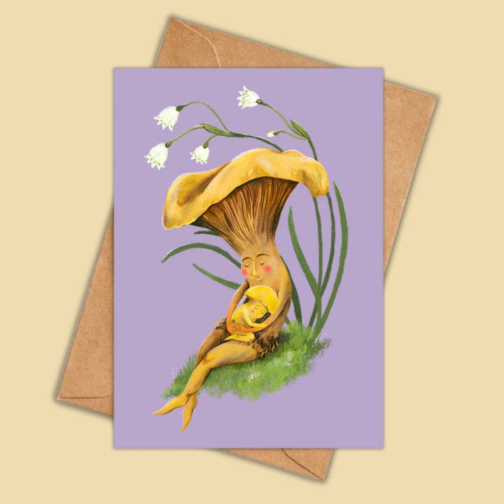 Greeting Card - Mushroom Snuggles for wholesale by Anna Seed Art