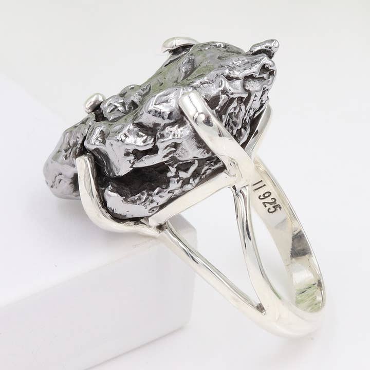 Raw Meteorite Ring in 925 Silver: Handmade Cosmic Jewelry for wholesale by Jay Jools