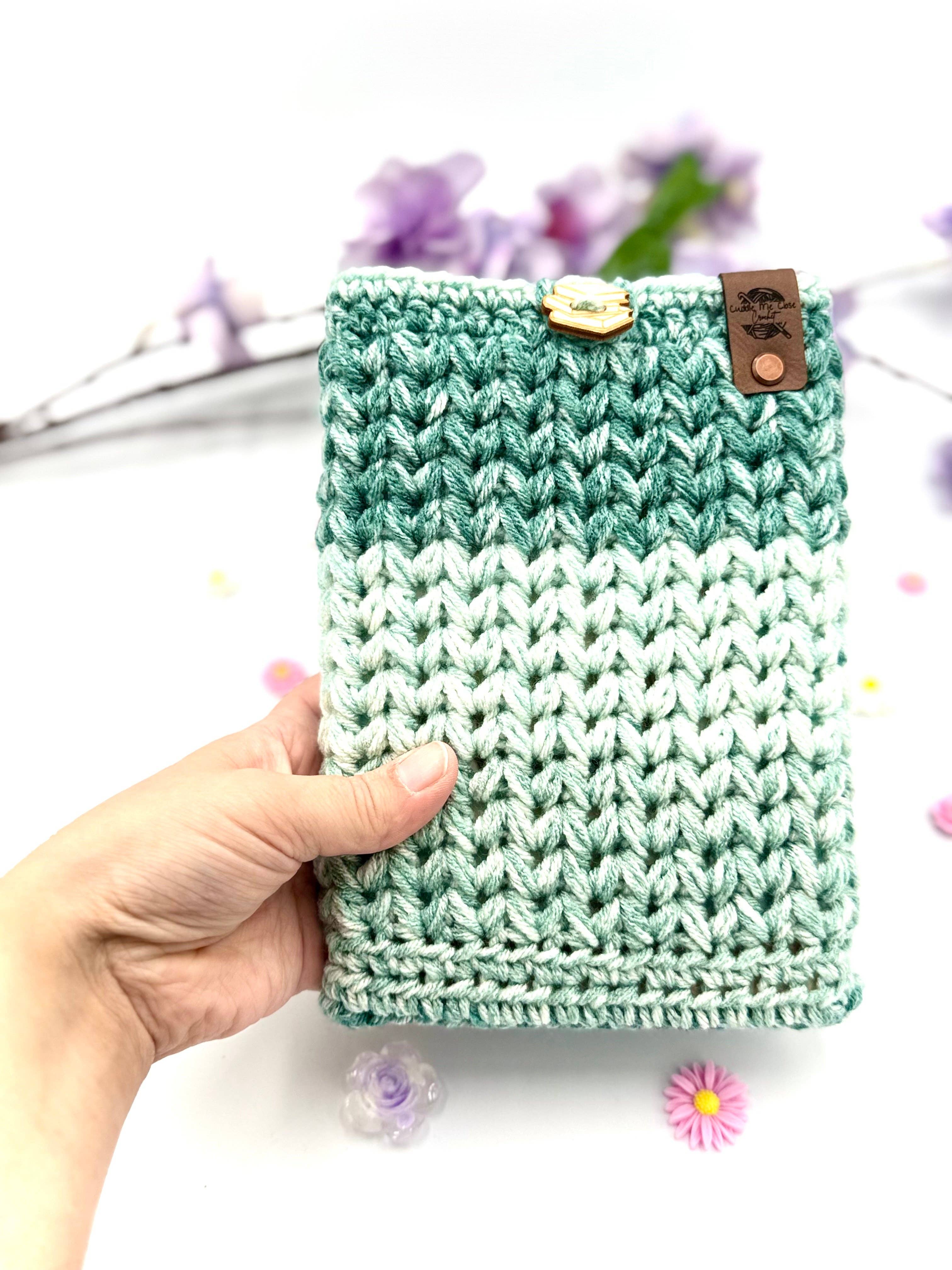 Cuddle Me Close Crochet - Wholesale Book Cover - Teal Stripe Small Book Sleeve1