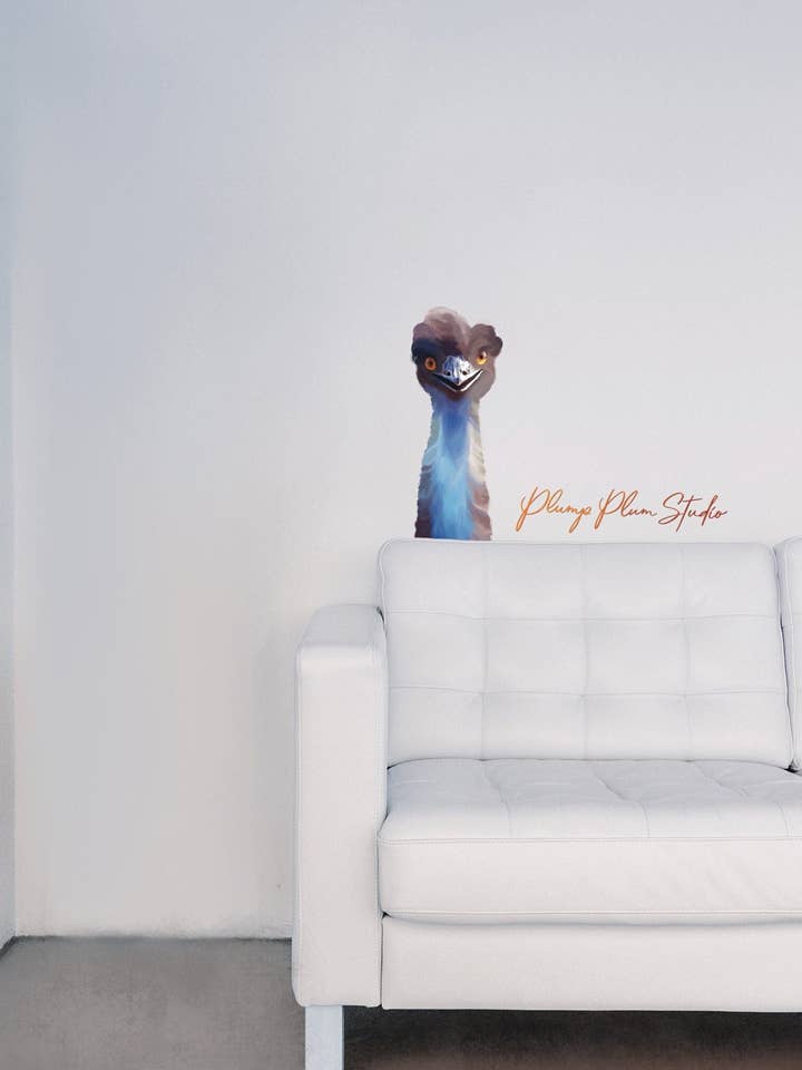 Sjov Emu mærkat, indendørs/udendørs vinyl klistermærke, bil mærkat for engroshandel hos Plump Plum Studio