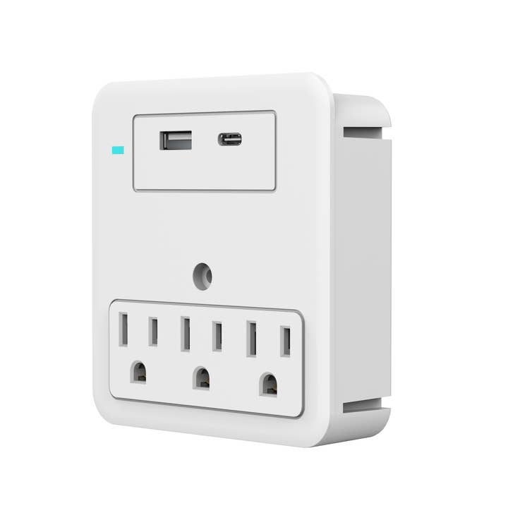 LAX Gadgets - Wholesale Power Adapter - Surge Protector 3 Wall Outlets 1 USB-C & USB-A Retail Pack1