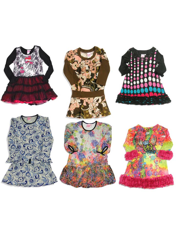 Eastern Off Price - Wholesale Dress - Kids - Lipstik Girl's Toddler - Size 16 Long Sleeve Dress - 6 Diffe