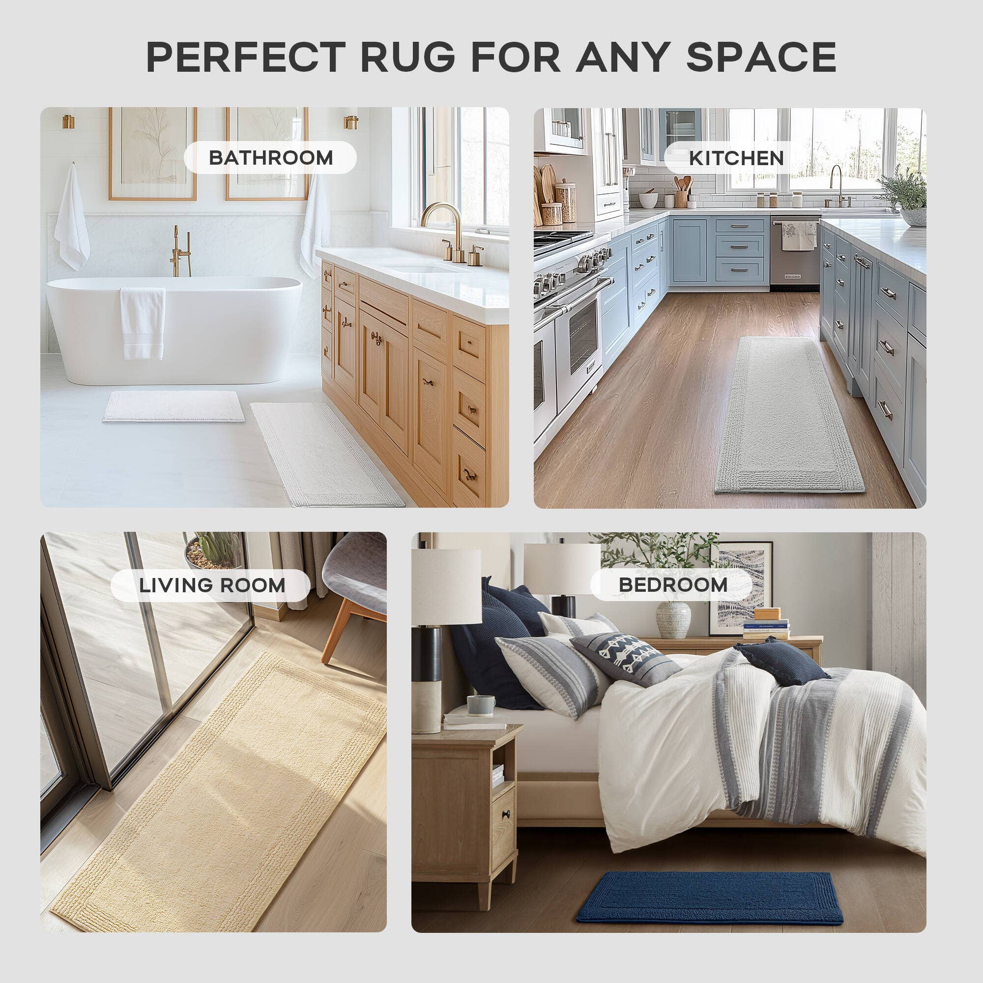 Olliix - Wholesale Bath Mat - Reversible Cotton Bath Rugs, Grey18