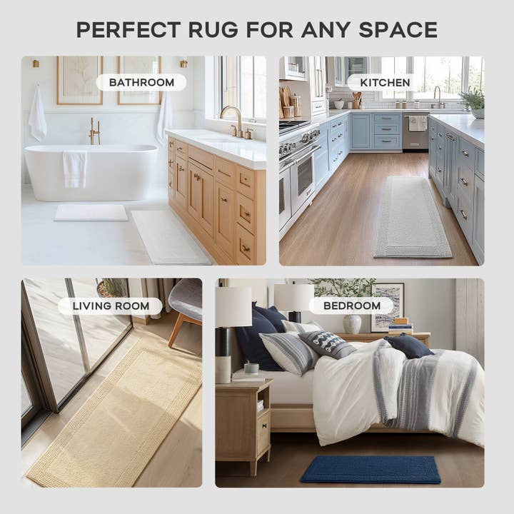 Olliix - Wholesale Bath Mat - Reversible Cotton Bath Rugs, Grey18