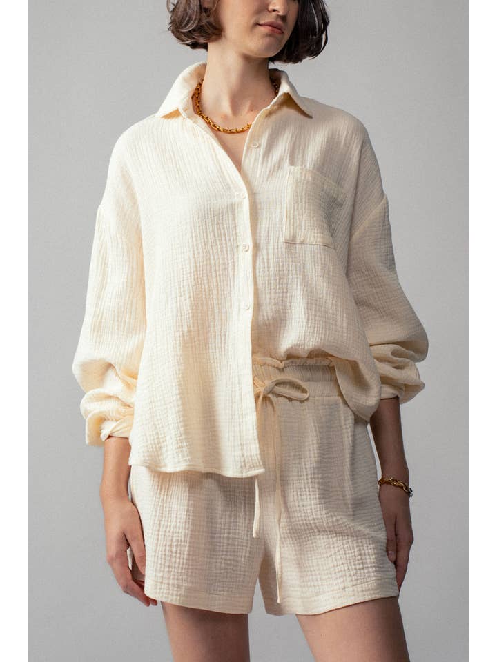 Urban Daizy - Wholesale Lounge Set - Women's - Crinkle Cotton Gauze Resort Button-Up Set30