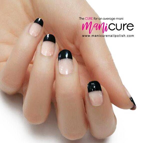 ManiCURE Nail Polish - Wholesale Nail Art/Decal - French Mani Black Design, ManiCURE Real Nail Polish Strips, Dry Nail Polish, Nail Wraps, Stickers, Long Lasting, Non Toxic