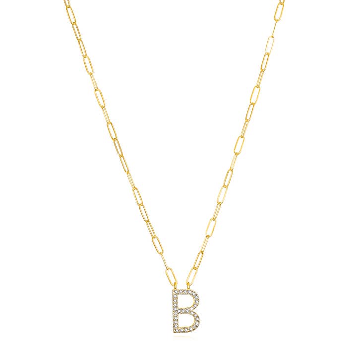 Amelia Rose Jewelry - Wholesale Pendant/Charm Necklace - Grand Diamond Initial Necklaces-All Letters Gold4