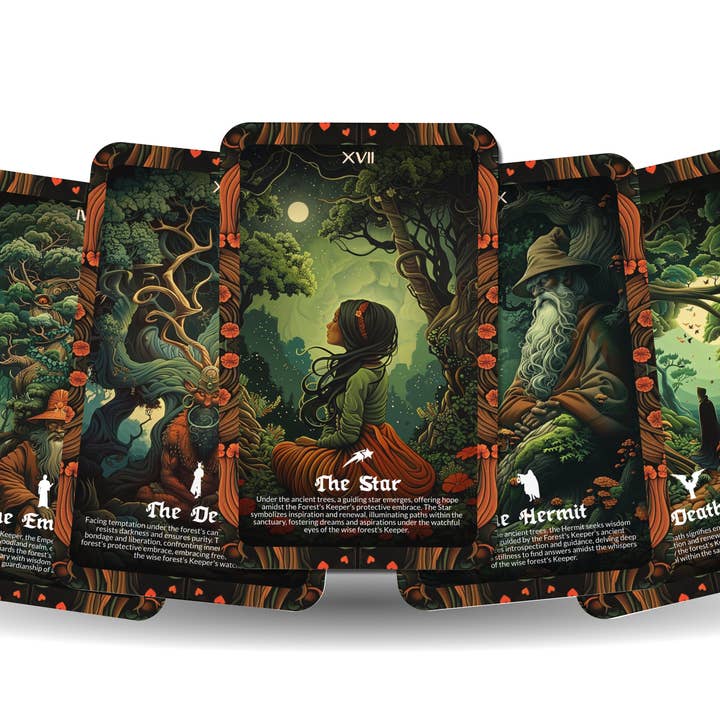 Ibiza Tarot USA – wholesale Tarot cards – The Forest's Keeper Tarot - 22 Major Arcana - A unique spiritual journey - Protecting and communing with the ancient wisdom of the woods.7