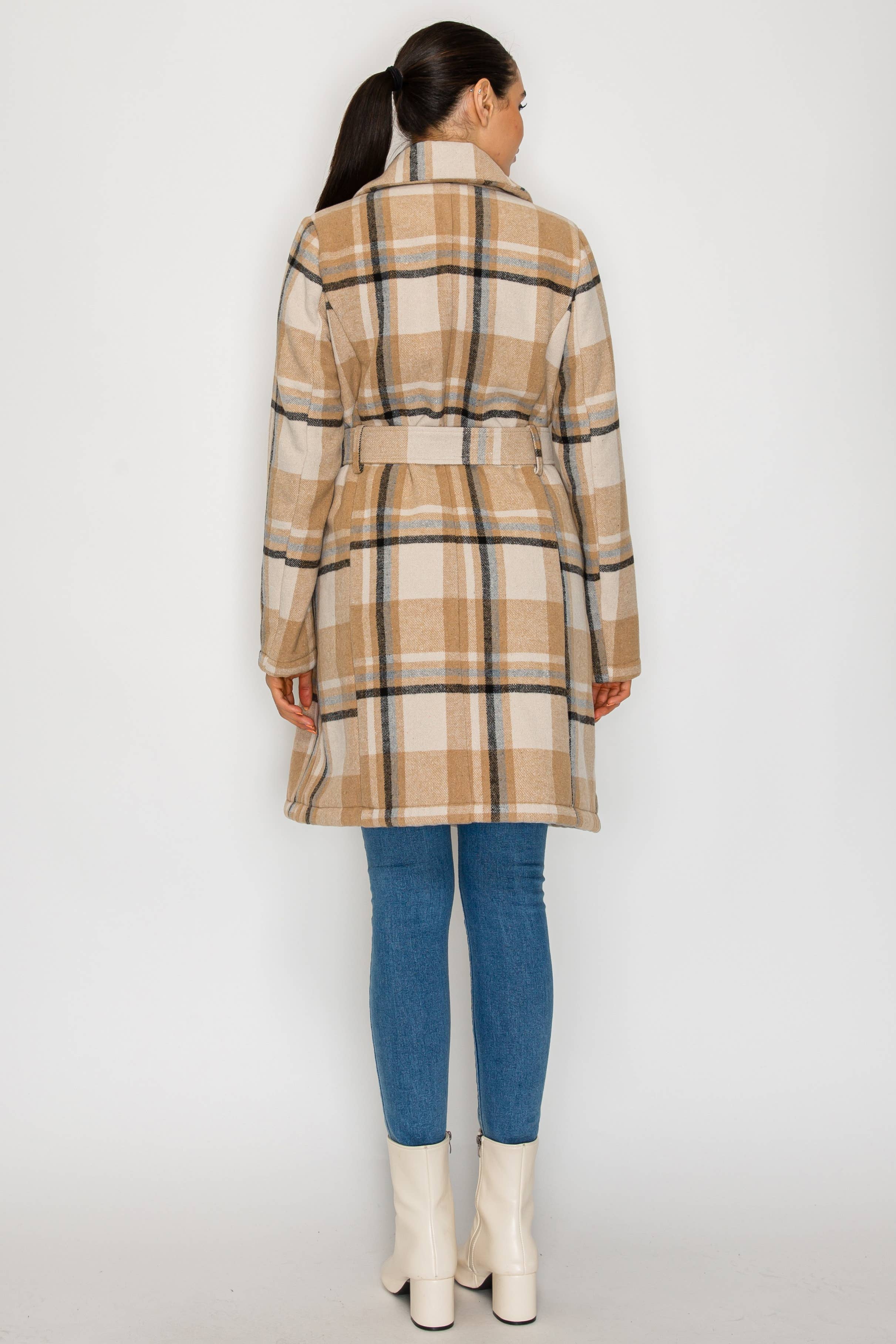 PATRONCITO USA INTERNATIONAL, INC - Wholesale Coat - Women's - Women's Long Coat Plaid Jacket with belt (LJ400)12