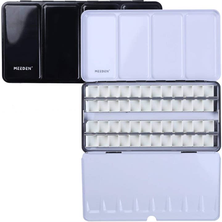 Pintar Art Supply - Wholesale Palette/Mixing Tray - MEEDEN Empty Watercolor Tin Palette, Large Travel Metal Paint Box with 52 Pcs Half Pans4