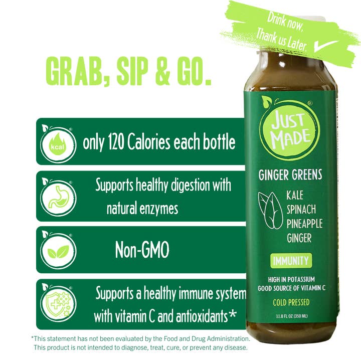 Just Made Foods - Wholesale Wellness Juice/Tonic - Ginger Greens2